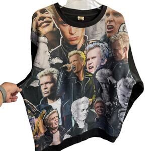 Subliworks Billy Idol Collage Sweatshirt Black 2XL AOP Grunge Rock And Roll